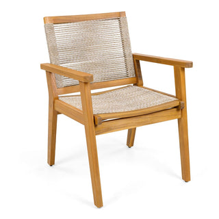 Outdoor Dining Chairs Set of 2, Teak Finish Wood Frame , Natural Courtyard Style, 400lbs Capacity
