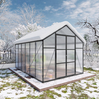 New-Design Walk-In Polycarbonate Greenhouse with Heavy-Duty Aluminum Frame – All-Season Garden & Backyard Greenhouse