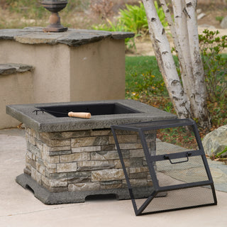 28" Square MGO Propane Fire Pit, Outdoor Gas Fire Table for Patio & Backyard