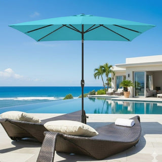 6.5X10 FT Rectangular Patio Umbrella with Crank, Tilt, Polyester UV-Resistant Without base