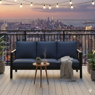 75" All-Weather Aluminum 3-seat Patio Sofa with Thick Cushions & Frame
