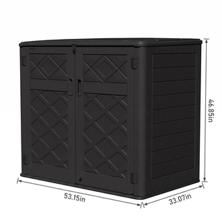 360 Gal. Outdoor Resin Storage Cabinet, Large Storage Shed with Floor, Double Doors, Lockable Lid & Soft-Close Hinges – Black