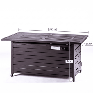 50,000 BTU Propane Fire Pit Table, Aluminum Outdoor Gas Fire Pit with Stainless Steel Burner, Lava Glass & Cover for Patio & Backyard