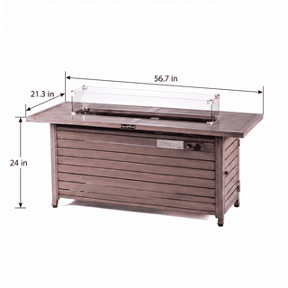 50,000 BTU Outdoor Propane Fire Pit Table with Glass Wind Guard, Lava Glass, Aluminum Frame & Stainless Steel Burner for Patio
