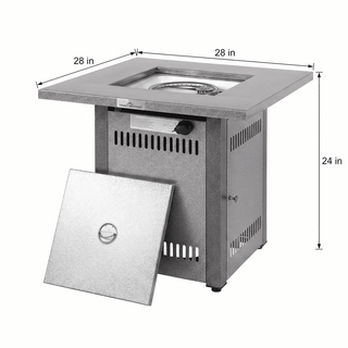 50,000 BTU Outdoor Propane Fire Pit Table, ETL Certified Gas Fire Pit with Side Door, Wood-Look Tabletop & X-Shaped Base