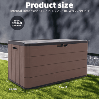 120 Gal. Outdoor Resin Storage Box, Waterproof Lockable Deck Box for Patio Cushions, Garden Tools & Pool Accessories
