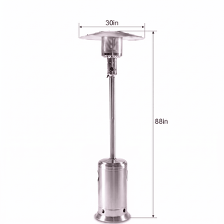 47,000 BTU Stainless Steel Propane Patio Heater with Adjustable Heat & Wheels for Patio, Backyard & Outdoor Gatherings