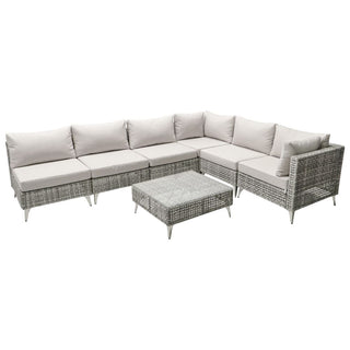 7-Piece Wicker Patio Conversation Set with Thick Cushions & Coffee Table | Outdoor Sectional Sofa for Backyard & Porch