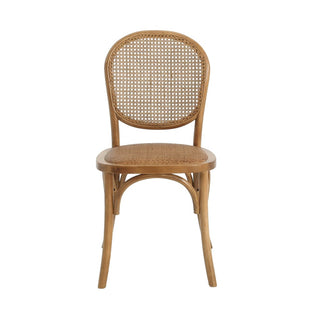 Elegant Vintage Rattan Dining Chairs With Solid Birch Wood Frame (Set Of 2)