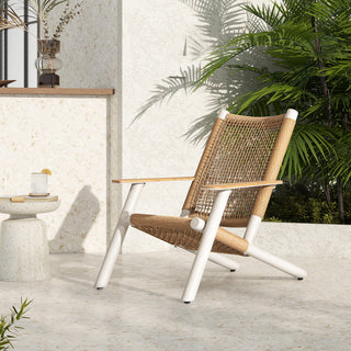 Outdoor Lounge Chair Natural Beige All Weather Wicker