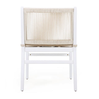 Outdoor Dining Chairs Set of 2, Acacia Wood Patio Armchair with Rope Design Back and Water Repellent Cushion