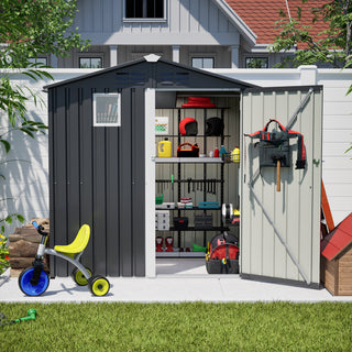 6FT x 4FT Metal Outdoor Storage Shed, Steel Garden Tool Shed for Backyard, Patio & Lawn Storage
