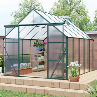 Double Door Polycarbonate Greenhouse Raised Base and Anchor Aluminum Heavy Duty Walk-in Greenhouses for Outdoor Backyard in All Season