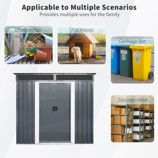 6X5 FT Steel Outdoor Storage Shed with Window and Clear Roof Panel, Rustproof Equipment Shed for Garden & Patio