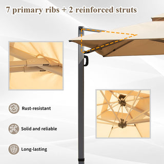 Aluminum Cantilever Patio Umbrella with Tilt Function – Outdoor Offset Market Umbrella for Backyard, Deck & Pool (Base Not Included)
