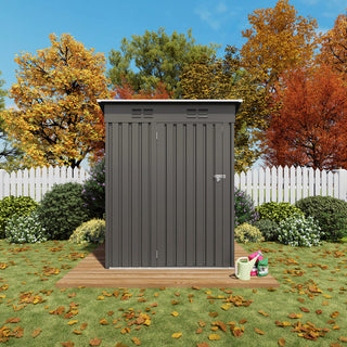5 x 3 FT Metal Outdoor Storage Shed, Compact Garden Tool Shed with Pitched Roof & Lockable Door for Backyard, Patio & Bike Storage