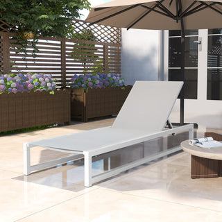 Five-Position Adjustable Two-Piece Outdoor Lounge Chair With Durable Aluminum Frame And Textilene Mesh Fabric