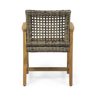 Two-Piece Wooden Rattan Dining Chair Set, Featuring A Weaving Technique