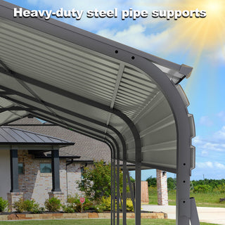 Heavy-Duty Metal Garage Canopy with Galvanized Steel Roof & Frame, Outdoor Carport Storage Shed for Cars, Boats & Trucks – Gray
