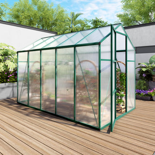 Walk-In Polycarbonate Greenhouse with Raised Base & Anchor Kit – Heavy-Duty Aluminum Greenhouse for Outdoor Backyard, All Seasons