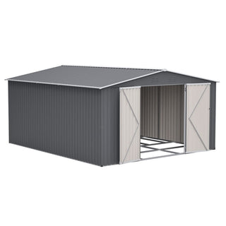 12 x 14 FT Outdoor Metal Storage Shed, Heavy-Duty Garden Tool Shed with Lockable Double Doors, Waterproof Yard Storage Building for Patio, Backyard & Lawn