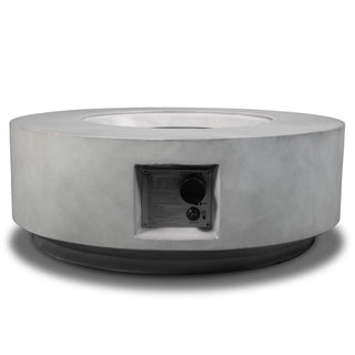 30" Propane Gas Fire Pit Table, 50000 BTU Round Concrete Fire Pit for Outside Patio Deck Garden Backyard- Light Gray