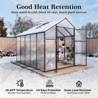 New-Design Walk-In Polycarbonate Greenhouse with Heavy-Duty Aluminum Frame – All-Season Garden & Backyard Greenhouse