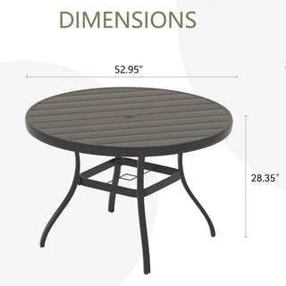 Outdoor Round Patio Dining Table for 6-7 – All-Weather Metal Table with Umbrella Hole for Deck, Lawn & Garden