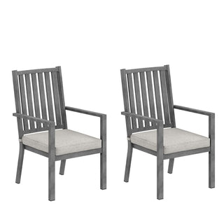 23" All-Weather Aluminum Patio Dining Chairs with Gray Cushions and Khaki/Gray Frame