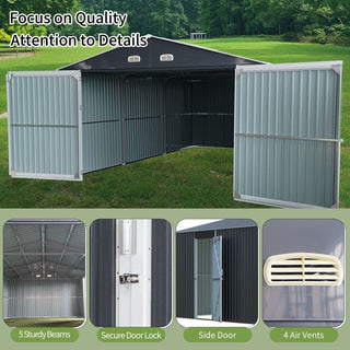 13x20FT Outdoor Storage Shed, Large Metal Garage Shed for Car, Truck, Bike, Lawnmower, Backyard Tool