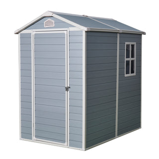 Resin Outdoor Storage Shed Plastic Garden Sheds with Floor and Lockable Door for Backyard, Lawn, Grey