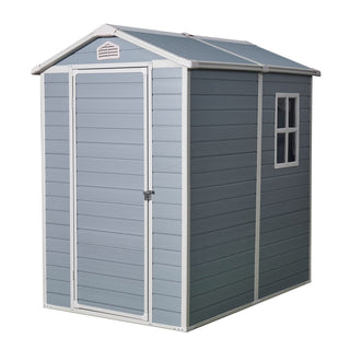 Resin Outdoor Storage Shed Plastic Garden Sheds with Floor and Lockable Door for Backyard, Lawn, Grey