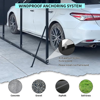 Metal Carport Heavy Duty with Galvanized Steel Roof, Outdoor Garage Car Shelter Shade for 2 Cars, Boats and Truck