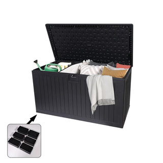 260 Gallon Waterproof Resin Outdoor Deck Box – Extra Large Patio Storage Container with Lockable Lid for Cushions, Pool Accessories & Garden Tools