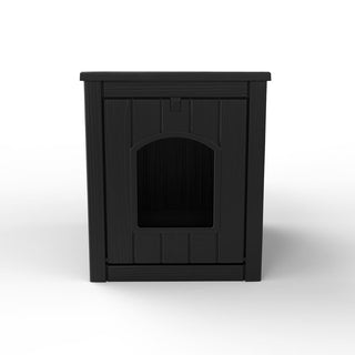 Dog House for Small to Large Sized Dogs, Outdoor and Indoor Doghouse with Durable Weatherproof Resin, Multi-Functional Pet House(Black, Medium)