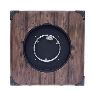 Outdoor Patio 24'' H x 32'' W Square Gas Burning Concrete Fire Pit Wood Pattern -Wood-Looking - 40,000 BTU (Tank Inside)