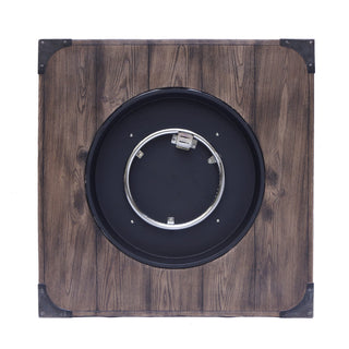 Outdoor Patio 24'' H x 32'' W Square Gas Burning Concrete Fire Pit Wood Pattern -Wood-Looking - 40,000 BTU (Tank Inside)