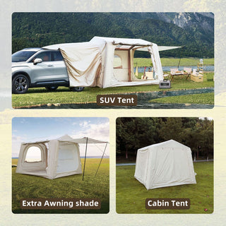 Inflatable SUV Camping Tent, Easy Setup 4-Season Waterproof Oxford Air Glamping Tent for 4-8 Persons