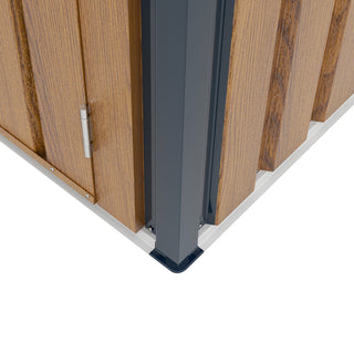 6x8 FT Outdoor Steel Storage Shed with Clear Window, Lockable Doors, Compact Metal Tool Shed for Garden, Backyard, Patio, Utility, and Bike Storage,Yellow/Grey