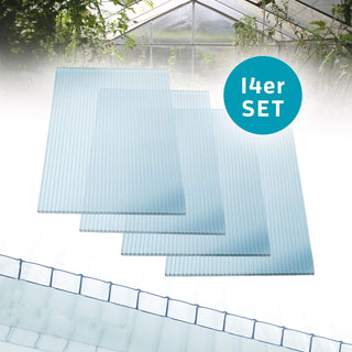 2' x 4' Twin-Wall Polycarbonate Panels (14-Pack), UV-Protected Waterproof Clear Sheets for Greenhouse, Roofing & Outdoor Use