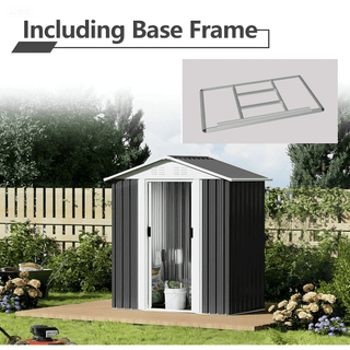 5 x 3 FT Outdoor Storage Shed with Aluminum Alloy Frame & Base, Dark Grey Metal Garden Shed for Patio, Backyard & Tool Storage