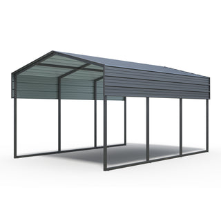 10 X 15 FT Heavy Duty Outdoor Carport Canopy with Galvanized Steel Roof and Frame, Large Metal Garage Shelter for Driveway, Car, and Truck