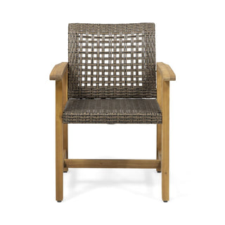 Two-Piece Wooden Rattan Dining Chair Set, Featuring A Weaving Technique
