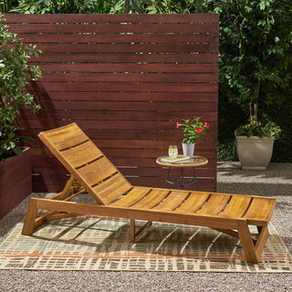 Outdoor Adjustable Lounge Chair With Acacia Wood Frame