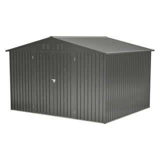 10x8 FT Outdoor Metal Storage Shed with Lockable Doors, All-Weather Garden Tool Shed for Patio, Backyard & Lawn