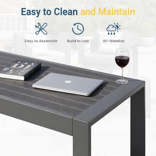 43" All-Weather Aluminum Patio Coffee Table, Modern White/Gray Rectangle Outdoor Table