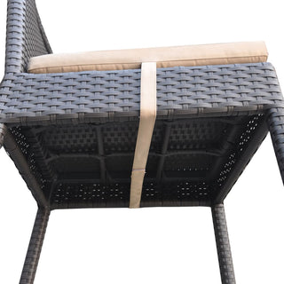 Outdoor Patio Wicker Barstool with Water Resistant Beige Fabric Cushions