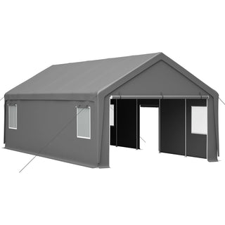 13x26 FT Heavy Duty Carport Canopy with 2 Roll-Up Doors, Side Door, Removable End Walls & Windows – Portable Garage Shelter for Outdoor Storage