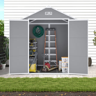 6x5 Ft Resin Storage Shed, Heavy-Duty Plastic Garden Tool Shed with Waterproof PP Panels, UV & Rust Resistant