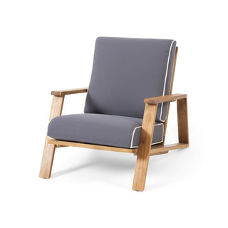 Patio Lounge Chair, Outdoor Club Chair with Cushion and Teak Acacia Wood Frame